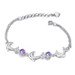 Brățară Din Titan Placată Cu Platină, În Formă De Delfin Femelă, Calitate Și Cantitate Garantate, Cu Cristal