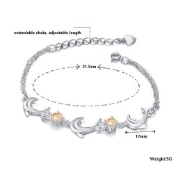 Brățară Din Titan Placată Cu Platină, În Formă De Delfin Femelă, Calitate Și Cantitate Garantate, Cu Cristal