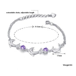 Brățară Din Titan Placată Cu Platină, În Formă De Delfin Femelă, Calitate Și Cantitate Garantate, Cu Cristal