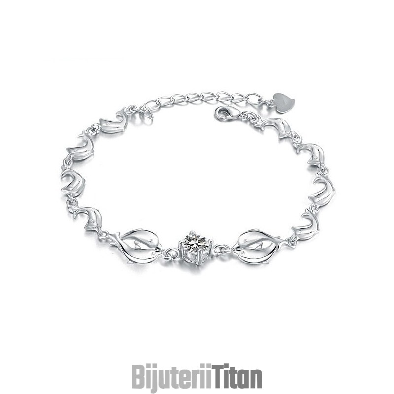 Brățară Din Titan Placată Cu Platină, În Formă De Delfin Feminin, Regina Calității Brățară Din Titan Placată Cu Platină, În Formă De Delfin Feminin, Regina Calității