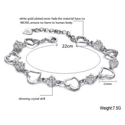 Brățară De Titan Placată Cu Platină Sweetheart De Înaltă Calitate Pentru Femei Cu Diamant