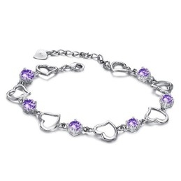 Brățară Elegantă Din Titan Placată Cu Platină, De Calitate Fiabilă, Pentru Femei, Cu Diamant Violet