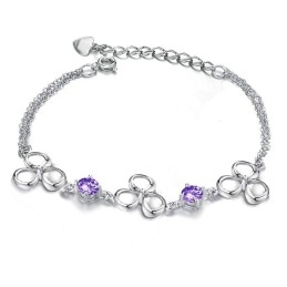 Brățară Din Titan Placată Cu Platină De Calitate Superioară Pentru Femei Cu Cristal Violet