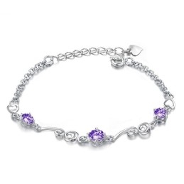 Brățară Din Titan Placată Cu Platină Violet De Înaltă Calitate Pentru Femei, Cu Diamant