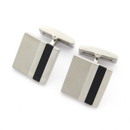 Butoni Pătrați Din Titan Și Email Negru