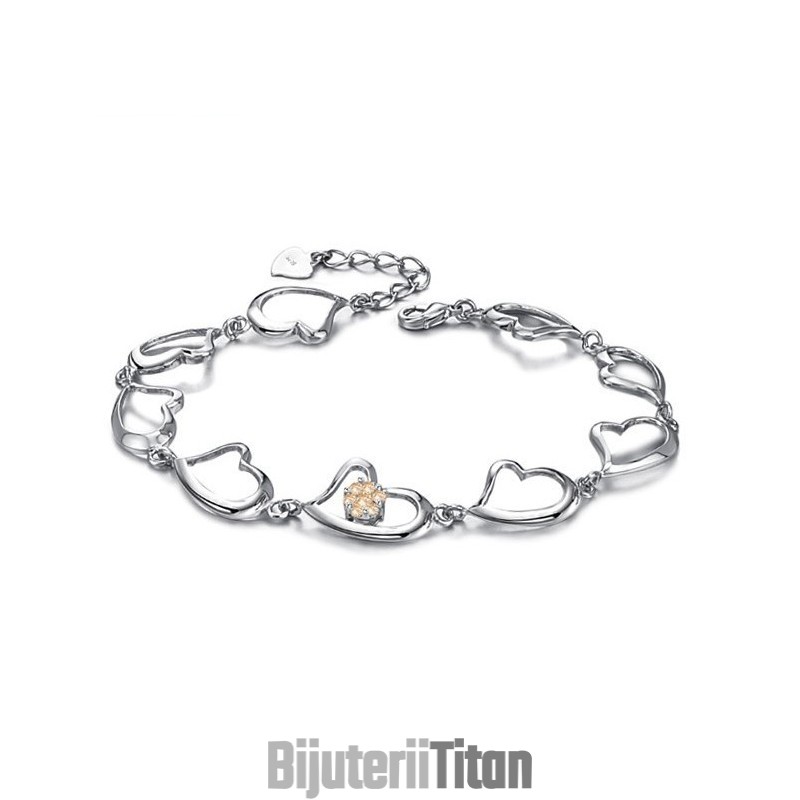 Brățară Din Titan Placată Cu , De Renume Mondial, Cu Inimă Pentru Femei, Cu Strasuri