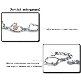 Brățară Din Titan Placată Cu , De Renume Mondial, Cu Inimă Pentru Femei, Cu Strasuri