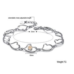 Brățară Din Titan Placată Cu , De Renume Mondial, Cu Inimă Pentru Femei, Cu Strasuri