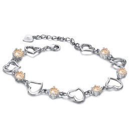 Brățară Din Titan Placată Cu Platină, Model Feminin, Cu Inimă De Inimă, Regina Calității, Cu Diamant