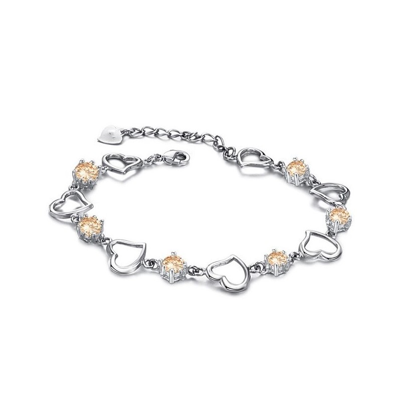 Brățară Din Titan Placată Cu Platină, Model Feminin, Cu Inimă De Inimă, Regina Calității, Cu Diamant