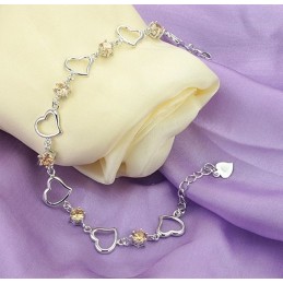 Brățară Din Titan Placată Cu Platină, Model Feminin, Cu Inimă De Inimă, Regina Calității, Cu Diamant