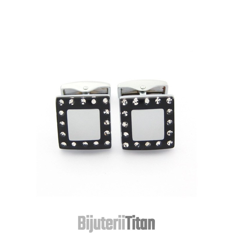 Butoni Placați Cu Titan Și Ip Negru Cu Diamante