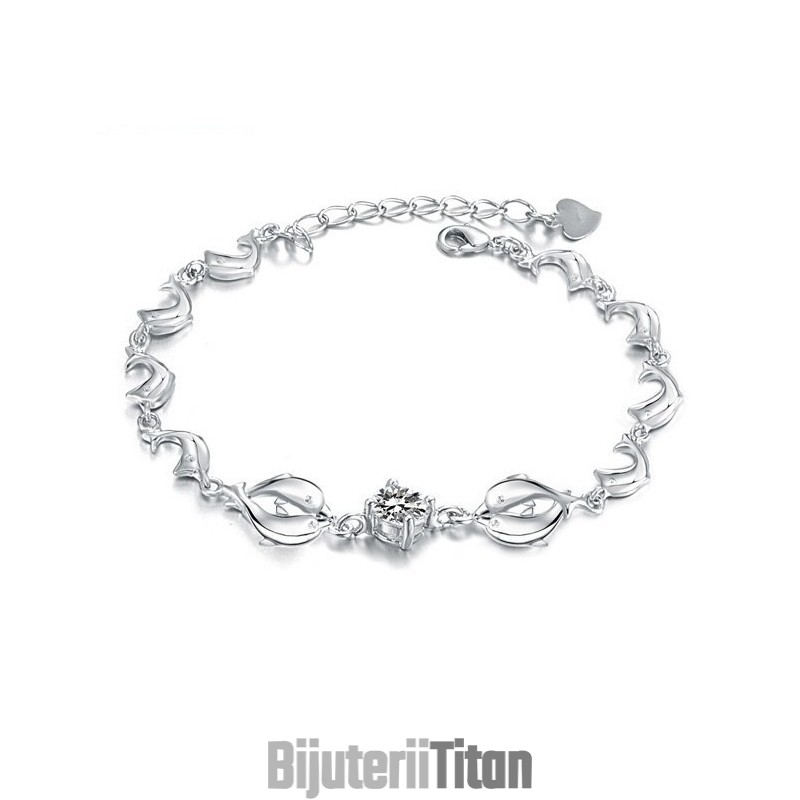 Brățară Din Titan Placată Cu Platină, În Formă De Delfin Feminin, Durabilă În Utilizare, Cu Diamant Brățară Din Titan Placată Cu Platină, În Formă De Delfin Feminin, Durabilă În Utilizare, Cu Diamant