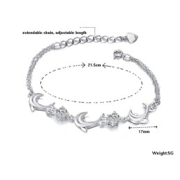 Brățară Din Titan Placată Cu Platină, În Formă De Delfin Feminin De Înaltă Calitate, Cu Diamant