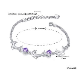 Brățară Din Titan Placată Cu Platină, În Formă De Delfin Feminin De Înaltă Calitate, Cu Diamant