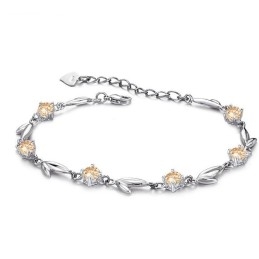 Brățară Din Titan Placată Cu Platină, Model Feminin, Cu Specificații Complete Și Diamant