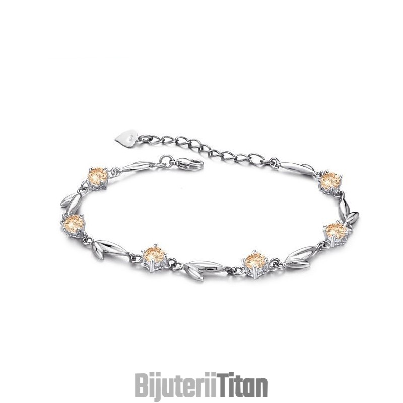 Brățară Din Titan Placată Cu Platină, Model Feminin, Cu Specificații Complete Și Diamant