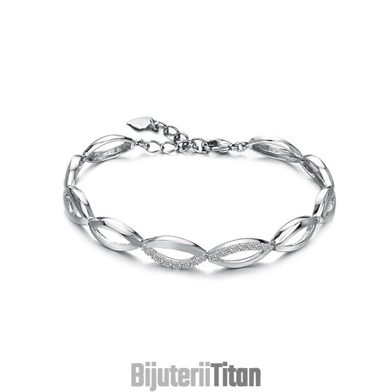 Brățară Feminină Din Titan Placată Cu Platină, Regina Calității, Cu Diamant Brățară Feminină Din Titan Placată Cu Platină, Regina Calității, Cu Diamant