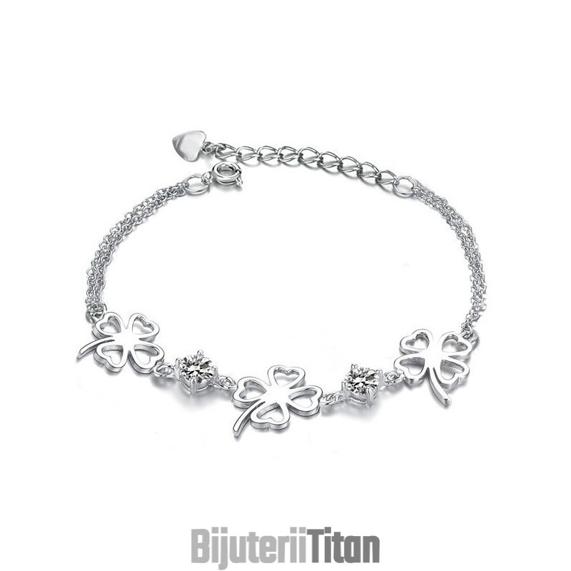 Brățară De Titan Placată Cu Platină, În Formă De Trifoi, De Înaltă Calitate, Pentru Femei, Cu Diamant Brățară De Titan Placată Cu Platină, În Formă De Trifoi, De Înaltă Calitate, Pentru Femei, Cu Diamant