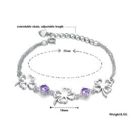 Brățară De Titan Placată Cu Platină, În Formă De Trifoi, De Înaltă Calitate, Pentru Femei, Cu Diamant