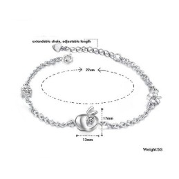 Brățară Din Titan Placată Cu Platină, În Formă De Măr, Cu Specificații Complete Și Diamant, Pentru Femei