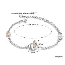 Brățară Din Titan Placată Cu Platină, În Formă De Măr, Cu Specificații Complete Și Diamant, Pentru Femei