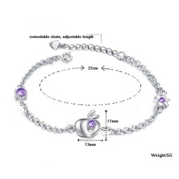 Brățară Din Titan Placată Cu Platină, În Formă De Măr, Cu Specificații Complete Și Diamant, Pentru Femei