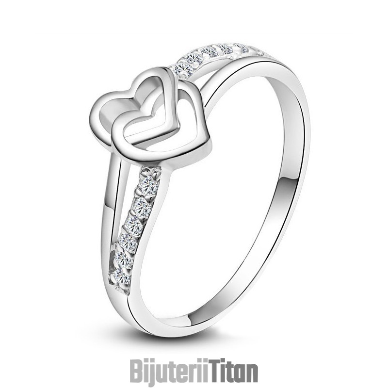 Inel De Titan Placat Cu Platină, Calitate Excelentă, Cu Inimă De Inimă Pentru Femei