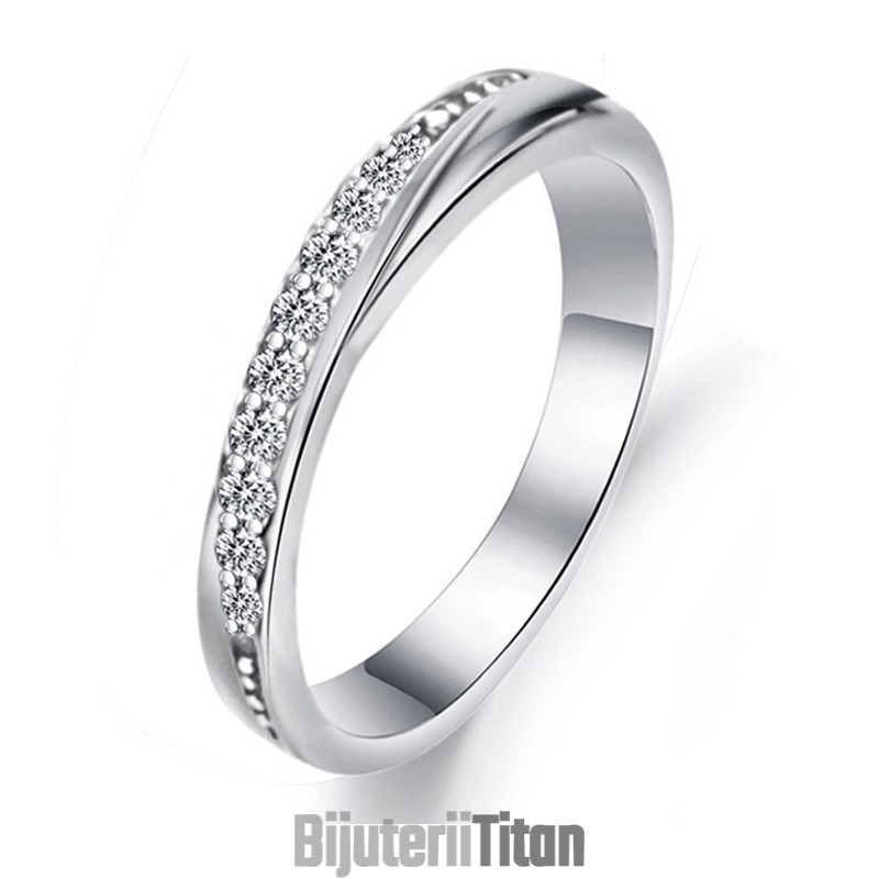 Inel De Titan Placat Cu Platină De Înaltă Calitate Pentru Femei Cu Stras Inel De Titan Placat Cu Platină De Înaltă Calitate Pentru Femei Cu Stras