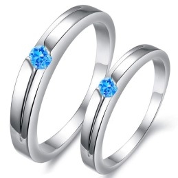 Inel De Titan Placat Cu Platină Albastră De Calitate Excelentă Pentru Îndrăgostiți Cu Stras