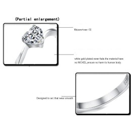 Inel De Titan Placat Cu Platină, Model Feminin, Cu Inimă De Inimă, Regina Calității, Cu Strasuri