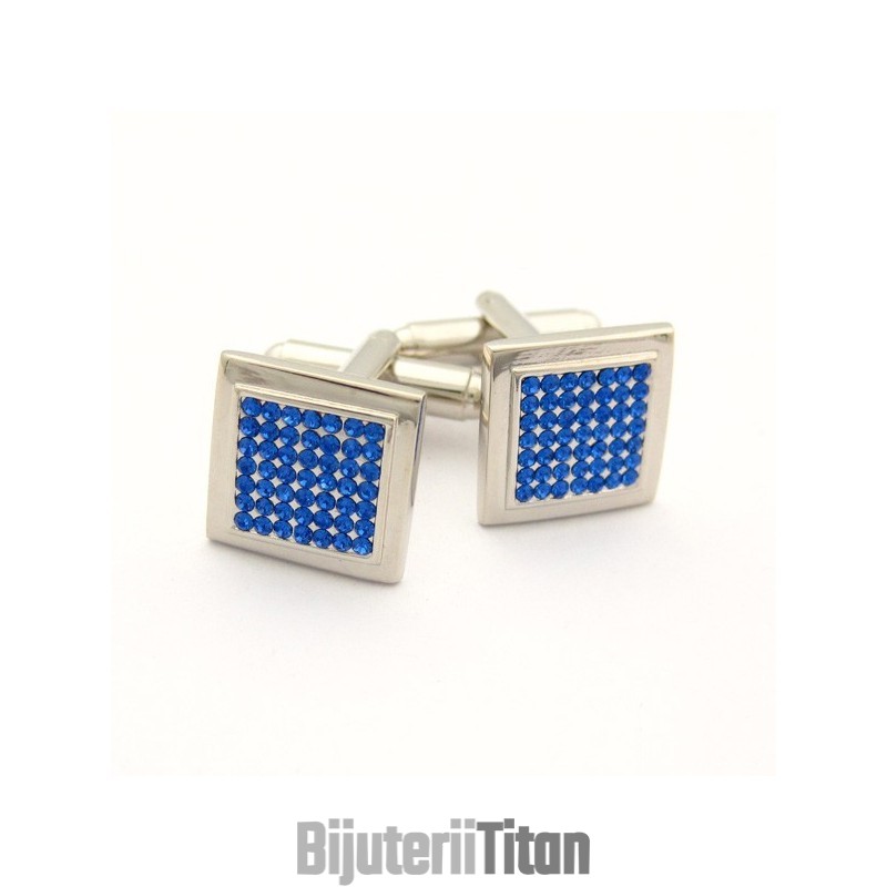 Butoni Pătrați Din Titan Cu Diamante Albastre Butoni Pătrați Din Titan Cu Diamante Albastre