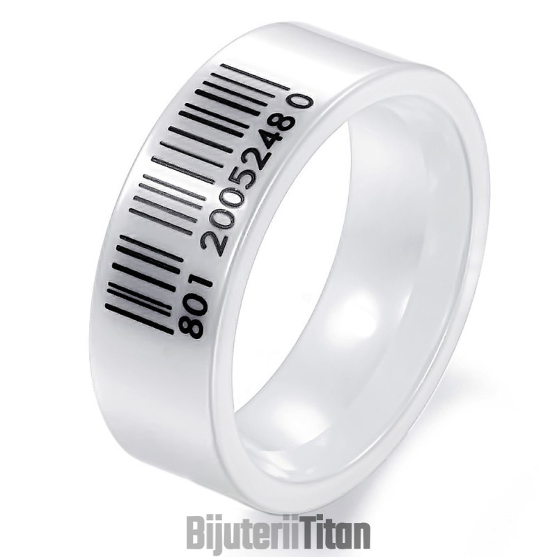 Inelul Ceramic Din Tungsten Cu Cod De Bare Alb, Regina Calității