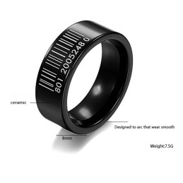 Inel Ceramic Din Tungsten Cu Coduri De Bare Negre, Renumit La Nivel Mondial