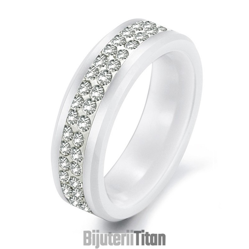 Inel Ceramic Din Tungsten Alb De Înaltă Calitate Cu Stras