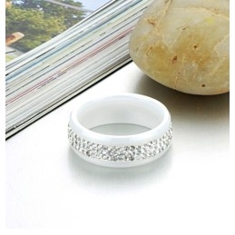 Inel Ceramic Din Tungsten Alb De Înaltă Calitate Cu Stras