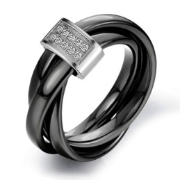 Inel Ceramic Din Tungsten Negru, De Renume Mondial, Cu Strasuri