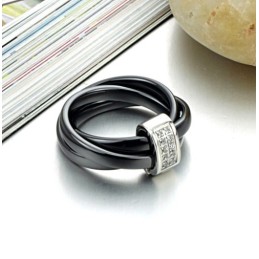 Inel Ceramic Din Tungsten Negru, De Renume Mondial, Cu Strasuri