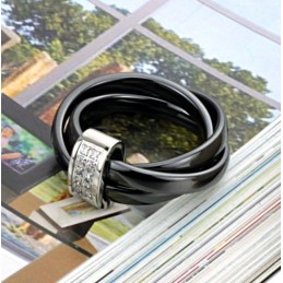Inel Ceramic Din Tungsten Negru, De Renume Mondial, Cu Strasuri