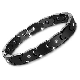 Brățară Ceramică Din Tungsten Negru De Înaltă Calitate Cu Stras