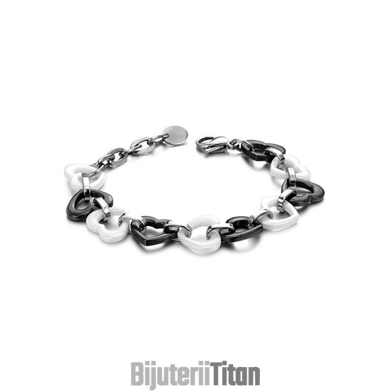 Brățară Ceramică Din Tungsten Cu Model Inimă, Completă În Specificații