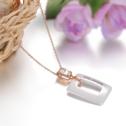 Colier Din Ceramică De Tungsten, De Formă Pătrată, Pentru Femei, De Renume Mondial