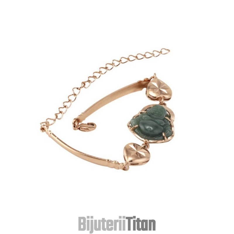 Brățară Placată Cu Aur De 18K, De Calitate Fiabilă, Cu Buddha Din Jad