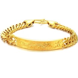 Brățară Placată Cu Aur De 18K Cu Model De Dragon Masculin, Completă În Specificații