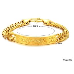 Brățară Placată Cu Aur De 18K Cu Model De Dragon Masculin, Completă În Specificații
