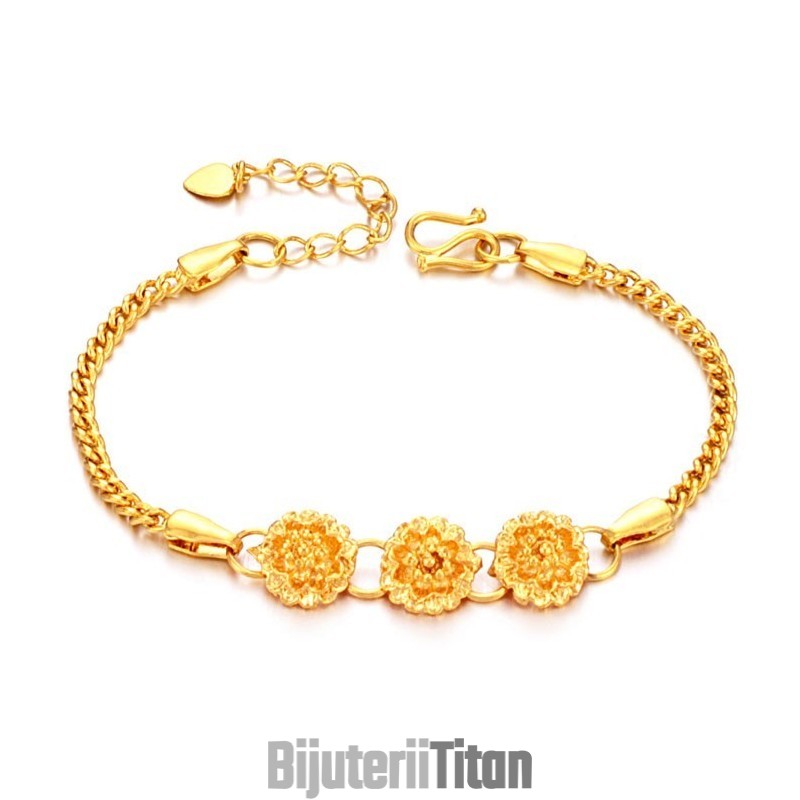 Brățară Placată Cu Aur De 18K, În Formă De Floare, De Calitate Stabilă Pentru Femei Brățară Placată Cu Aur De 18K, În Formă De Floare, De Calitate Stabilă Pentru Femei