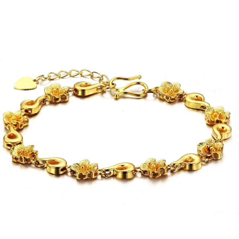 Brățară Placată Cu Aur De 18K, În Formă De Floare, De Calitate Fiabilă, Pentru Femei Brățară Placată Cu Aur De 18K, În Formă De Floare, De Calitate Fiabilă, Pentru Femei