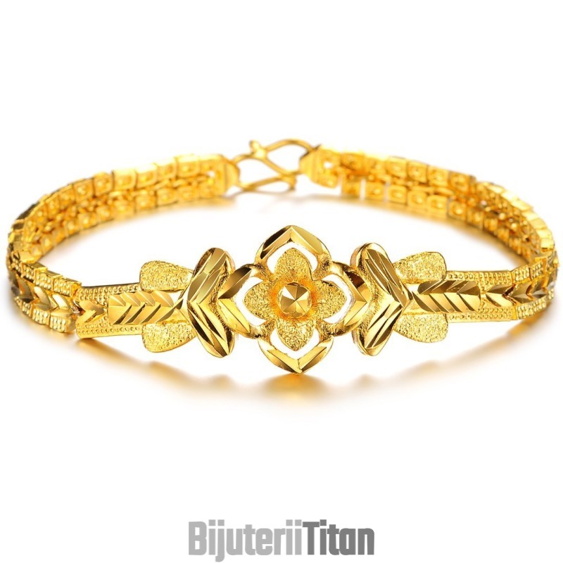 Brățară Placată Cu Aur De 18K, Cu Model Decorativ Rafinat Pentru Femei De Înaltă Calitate Brățară Placată Cu Aur De 18K, Cu Model Decorativ Rafinat Pentru Femei De Înaltă Calitate