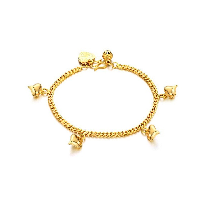 Brățară Placată Cu Aur De 18K, Cu Model De Inimă De Damă Și Clopoței, Cu O Reputație De Încredere Brățară Placată Cu Aur De 18K, Cu Model De Inimă De Damă Și Clopoței, Cu O Reputație De Încredere