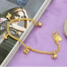 Brățară Placată Cu Aur De 18K, Cu Model De Inimă De Damă Și Clopoței, Cu O Reputație De Încredere